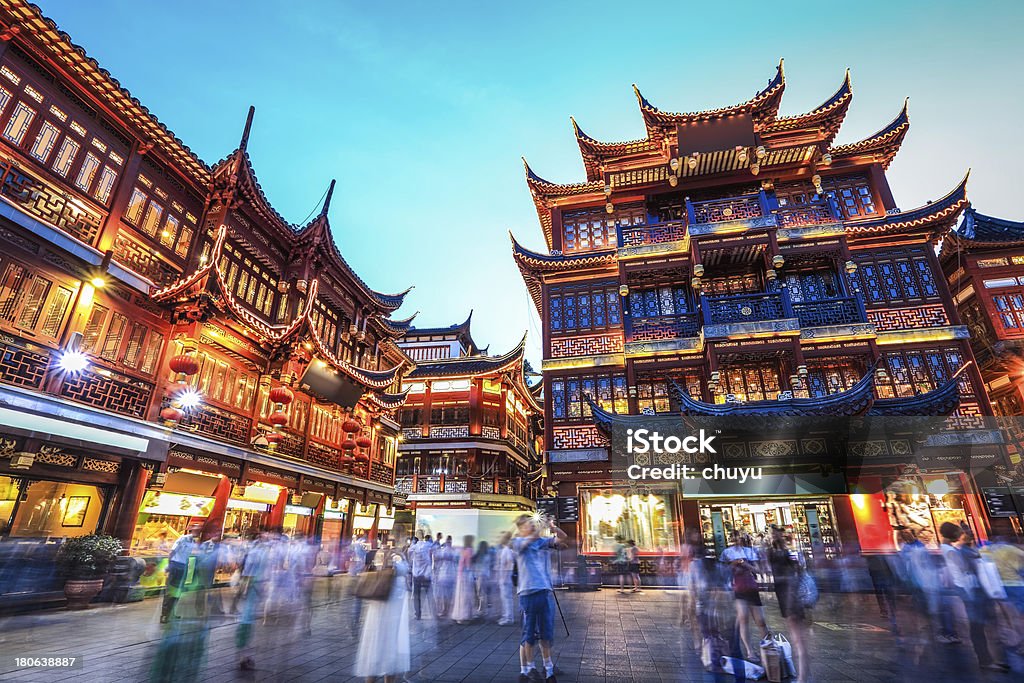 beautiful shanghai yuyuan garden at night beautiful yuyuan garden at night,traditional shopping area in shanghai, China. Shanghai Stock Photo