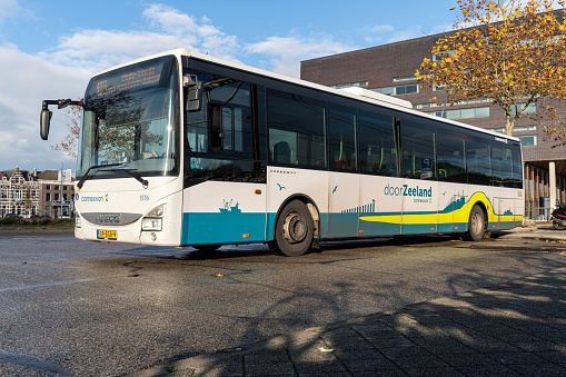 Middelburg, Netherlands - November 17, 2023: Connexxion Iveco Crossway bus at Middelburg station