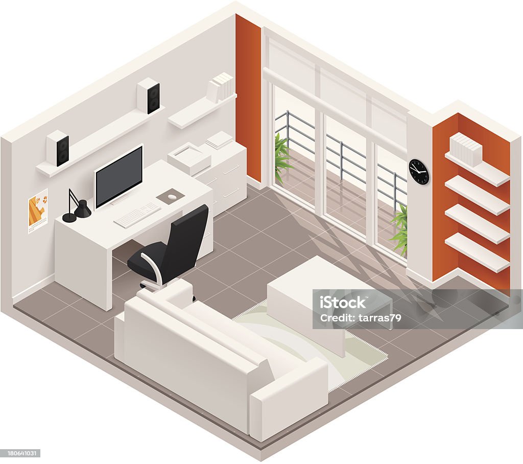 제품의 등각투영 작업 호실 아이콘크기 - 로열티 프리 가정의 방 벡터 아트