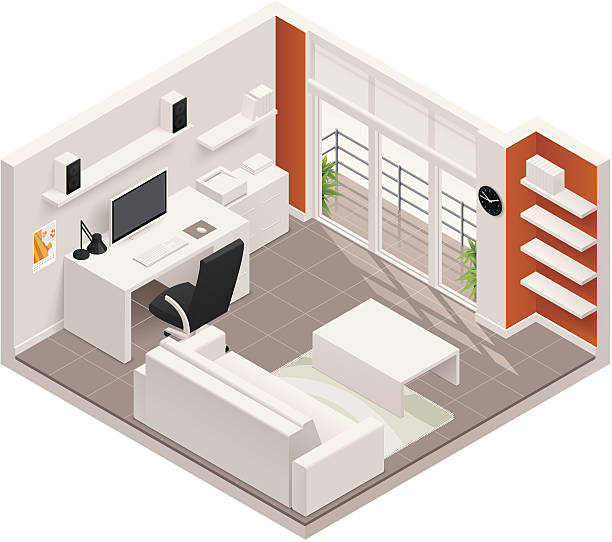 ilustrações de stock, clip art, desenhos animados e ícones de minibarra de ferramentas ícone do ambiente de trabalho - office isometric built structure portion