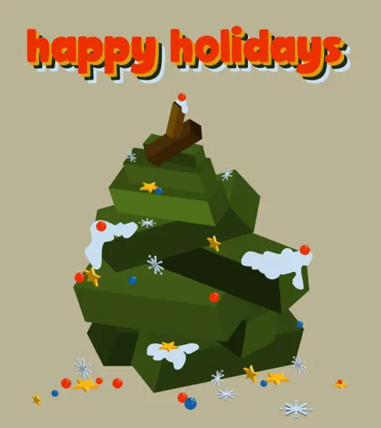 Vector illustration of Upside Down Christmas Tree - Upcoming Holidays - Christmas - Happy Holidays - Holiday Card - Celebration - Party