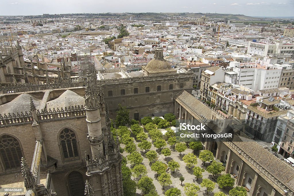 View of beautiful Seville town, Andalusia, Spain Panoramic view of beautiful Seville town, Andalusia, Spain Aerial View Stock Photo