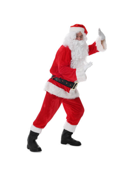istock Man in Santa Claus costume posing on white background 1806438592