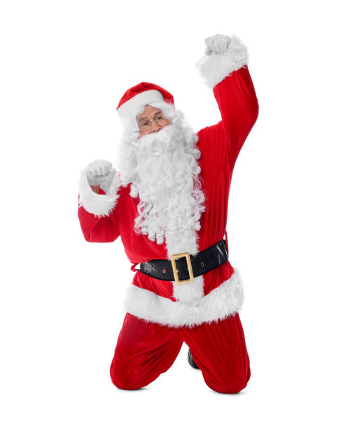 istock Man in Santa Claus costume posing on white background 1806439149
