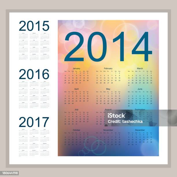 Calendário De 2014 - Arte vetorial de stock e mais imagens de Abril - Abril, Agosto, Calendário