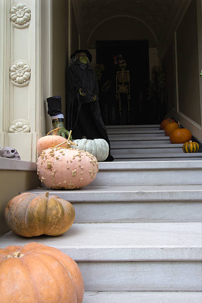 istock Halloween Decoration in Front of House with Witch 180644453