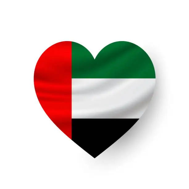 Vector illustration of UAE United Arab Emirates heart flag. Vector