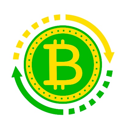 istock Bitcoin investment icon. Profitable investment in cryptocurrency. Green and yellow bitcoin design with arrows. Bitcoin international network marketing concept. modern vector illustration 1806449080