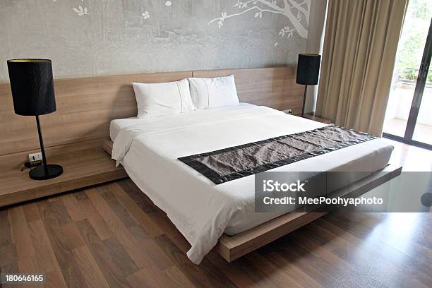 Hotel Bedroom Wood In Holiday Stock Photo - Download Image Now - Bed - Furniture, Mattress, Woodland