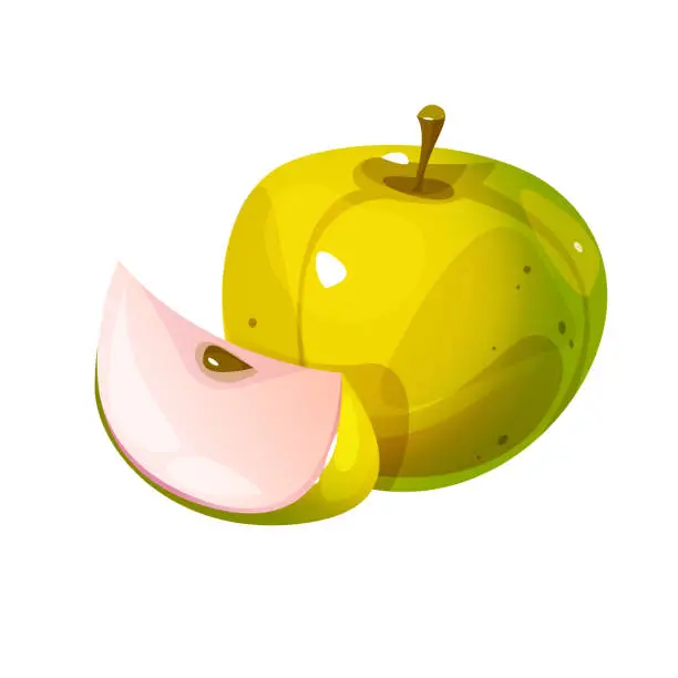 Vector illustration of Vector cartoon green apple illustration.