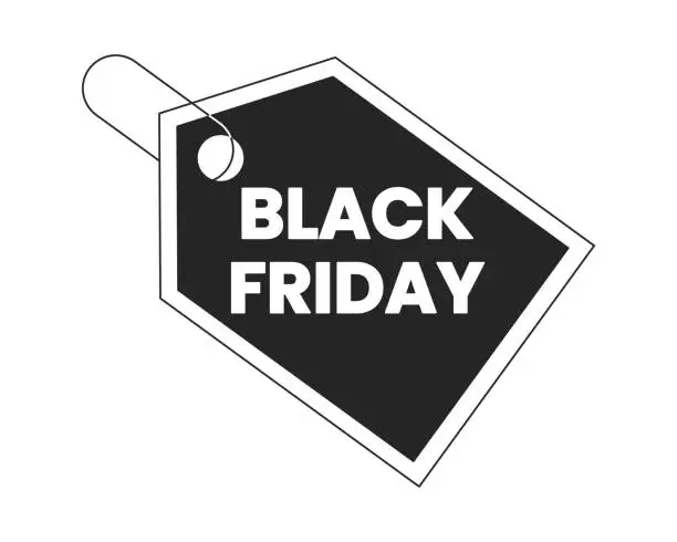 Vector illustration of Black friday sale tag black and white 2D line cartoon price tag