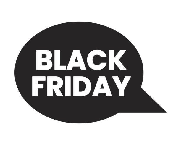 istock Black friday speech bubble black and white 2D line cartoon price tag 1806476363
