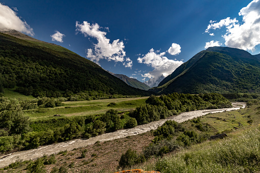 Chegem gorge on a sunny summer day. Caucasus. Kabardino-Balkaria.