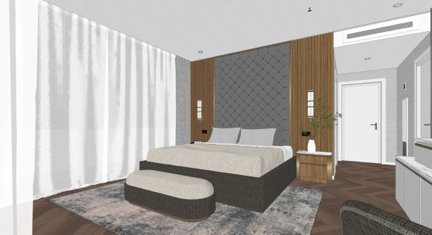 istock Architecture 3d rendering illustration of interior modern houses , daytime 1806507152