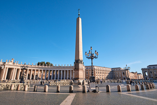 Rome, Italy - October 29 2023: Obelisk on the square of St Peter in the Vatican