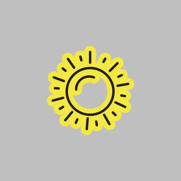 Vector illustration of Sun line icon, editable stroke