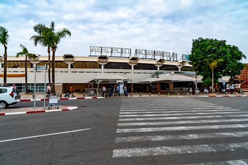 Casablanca Mohammed V International Airport at dawn, Morocco.