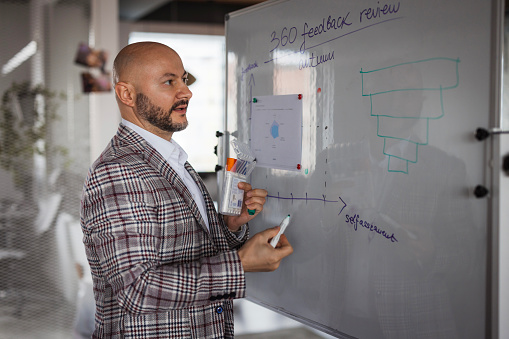 Businessman holding a seminar at the office