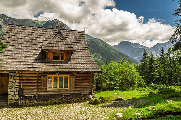istock Wooden forester cottage in the mountains 180654871