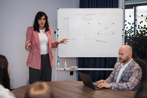 Business woman holding a presentation