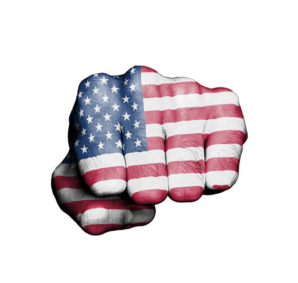 istock Front view of punching fist 180655043