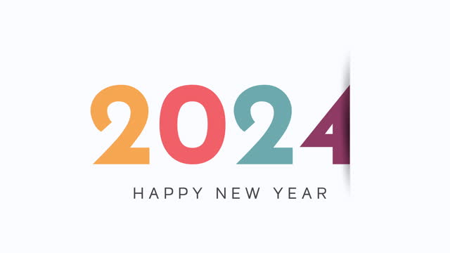 2024 colorful Happy New Year card, background. 4k