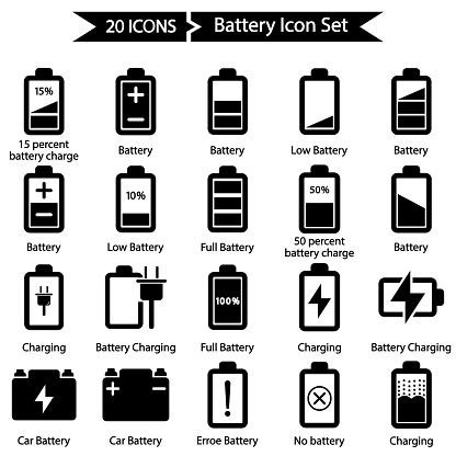 Beautiful,Meticulously Designed Battery Icon Set