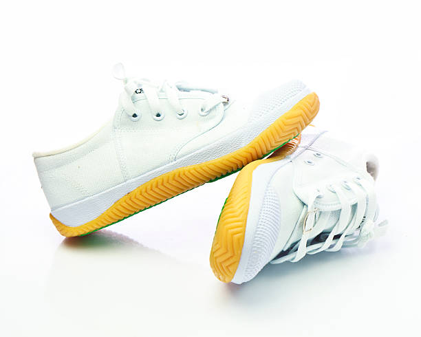 istock Pair of new white sneakers 180655476