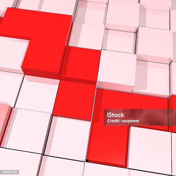Red 3d Model Cube Background Stock Photo - Download Image Now - Backgrounds, Cube Shape, No People