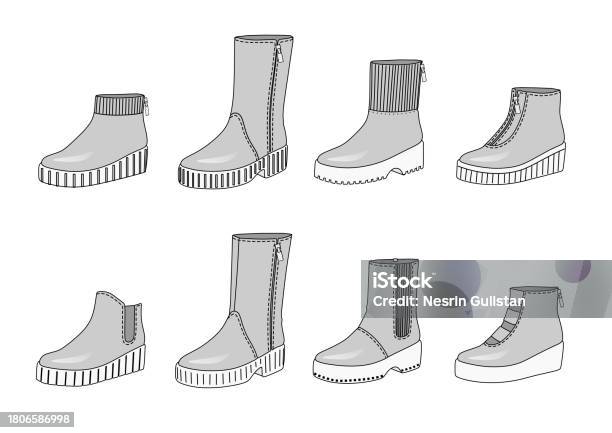 Leather Winter Boot Models Stock Illustration - Download Image Now ...