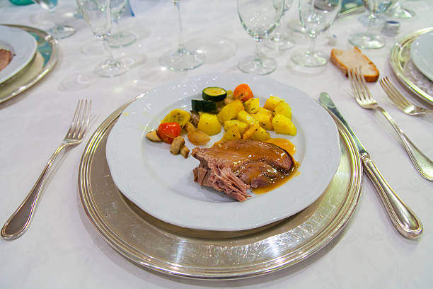 istock Meat dish with baked potatoes 180659868