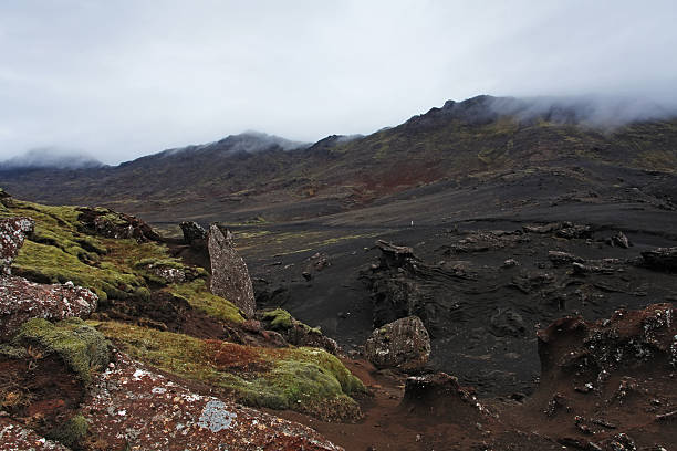 istock Lake in Reykjanes with black lava field 180660391
