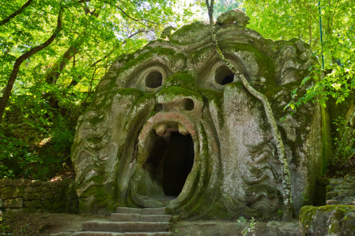 A monster face in Bomarzo park in Italy