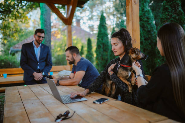 istock coworkers spending a casual team building weekend 1806619931