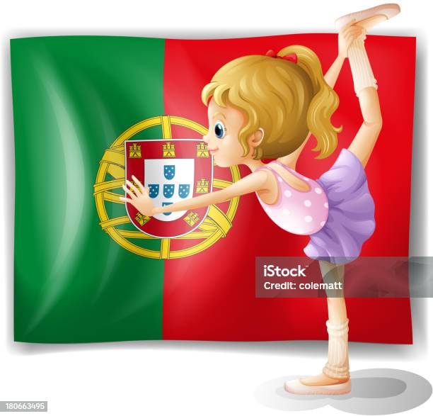 Giovane Ragazza Davanti Alla Bandiera Del Portogallo - Immagini vettoriali stock e altre immagini di Bambine femmine
