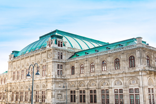 Vienna, Austria - October 4, 2023: A detailed view of The Vienna State Opera House in Vienna, Austria