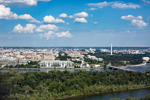 High Angle View of Washington DC and the Potomac River