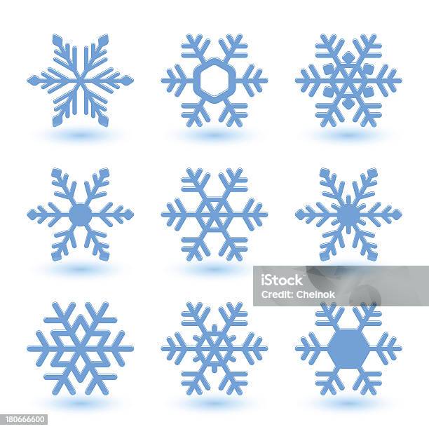 Vettore Fiocchi Di Neve - Immagini vettoriali stock e altre immagini di Astratto - Astratto, Blu, Cristallo di ghiaccio