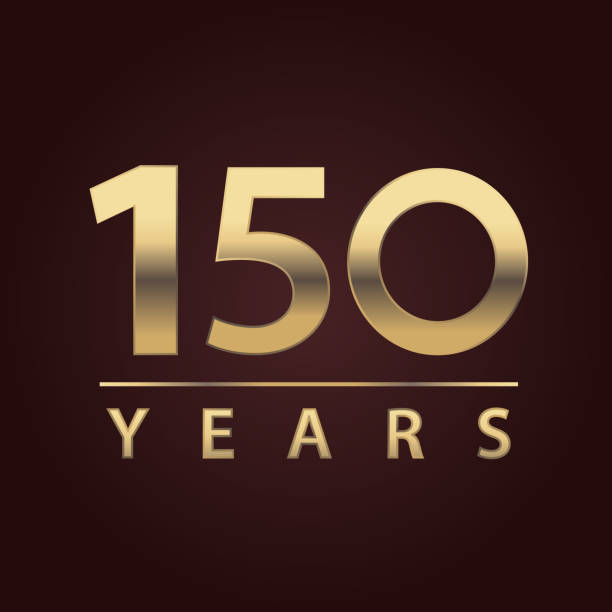 150 years gold logo for celebration 150 years logo for celebration events, anniversary, commemorative date 150th anniversary stock illustrations
