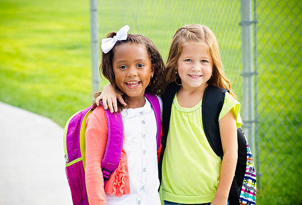 istock Two little kids going to school together 180668806
