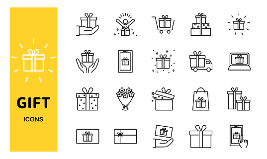 Set of gift icons, vector illustration