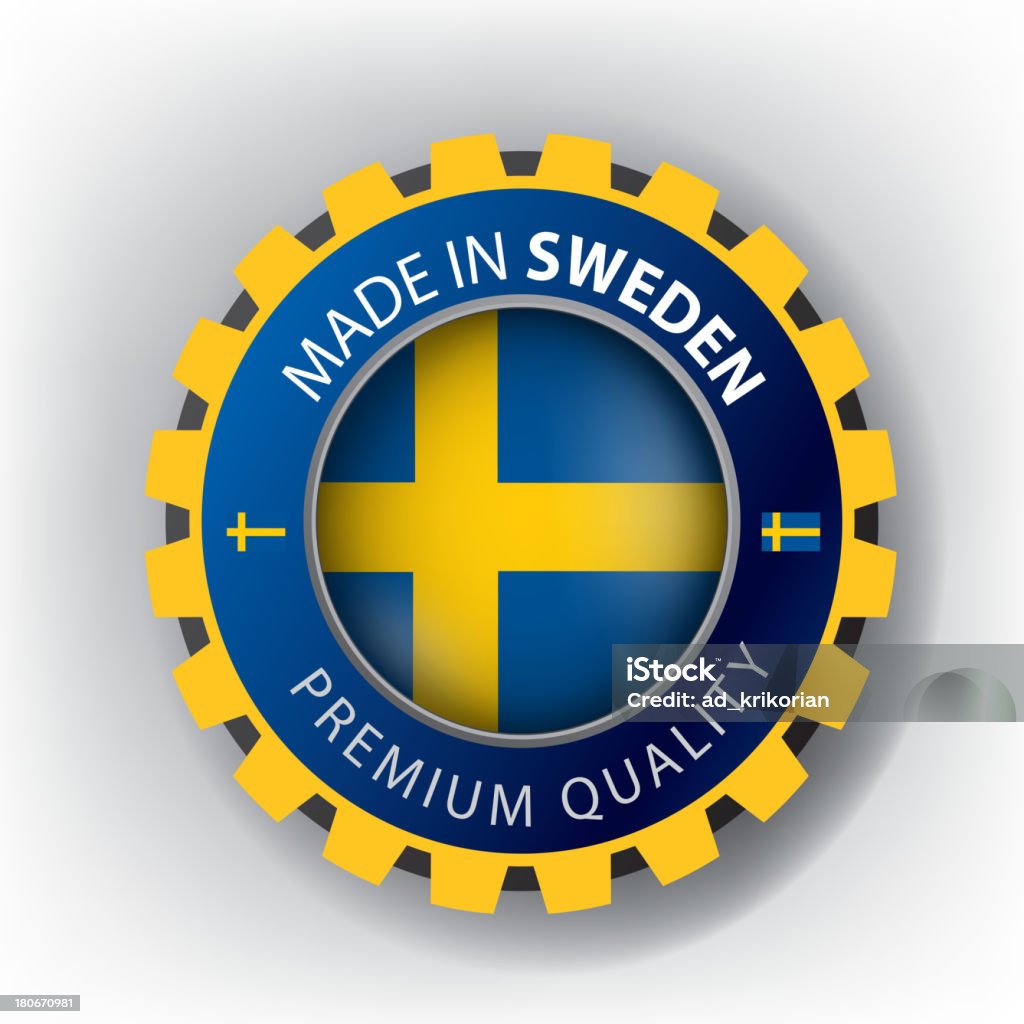 Feito na Suécia, sueco Colônia, bandeira, (Vector) - Vetor de Amarelo royalty-free