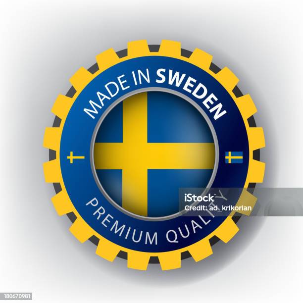 Vetores de Feito Na Suécia Sueco Colônia Bandeira e mais imagens de Amarelo - Amarelo, Bandeira, Bandeira da Suécia