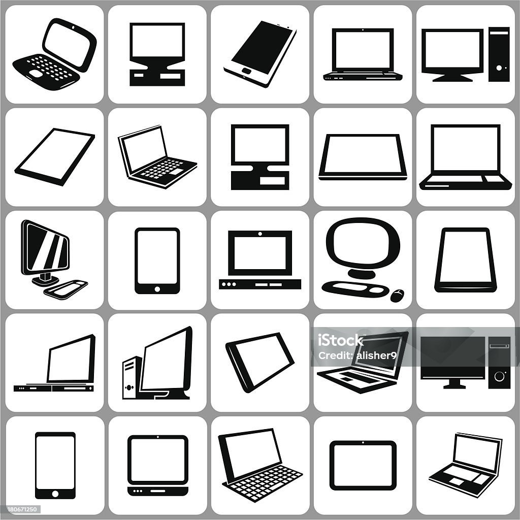 Blocos computadores e tablets Conjunto de ícones - Vetor de Computador royalty-free