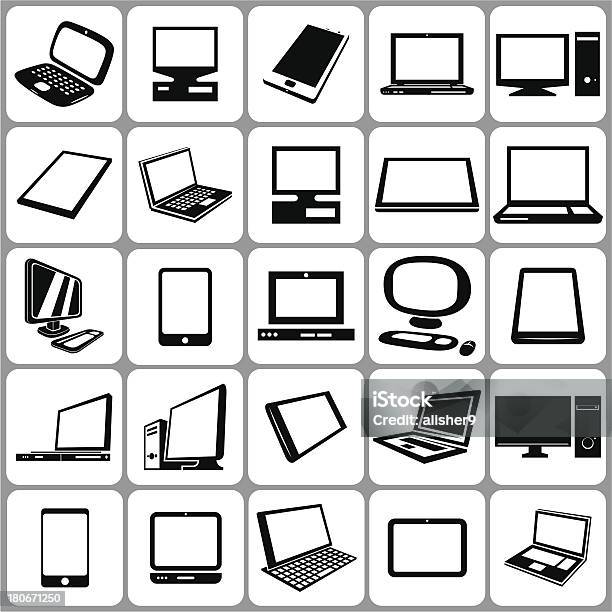 Vetores de Blocos Computadores E Tablets Conjunto De Ícones e mais imagens de Computador - Computador, Computador desktop, Comunicação