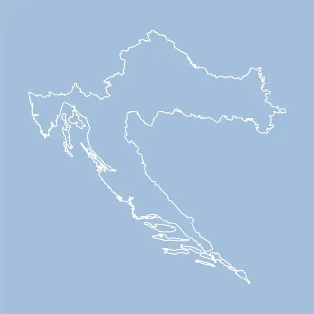 Vector illustration of Vector outline map Croatia, line border country