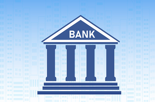 istock Bank building, bank financing, money exchange, financial services, ATM vector illustration 1806735353