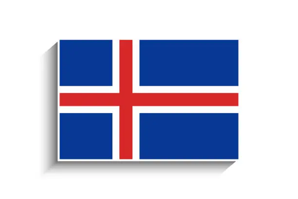 Vector illustration of Flat Rectangle Iceland Flag Icon