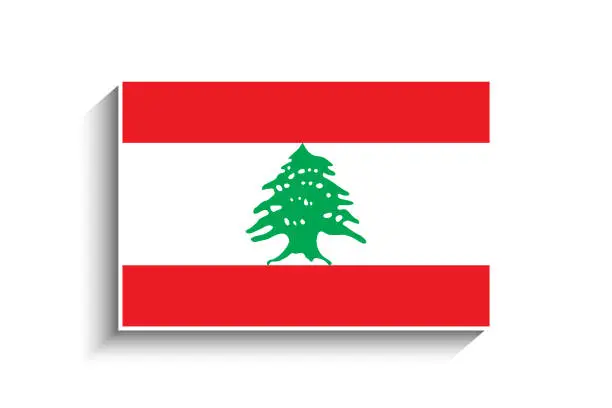 Vector illustration of Flat Rectangle Lebanon Flag Icon