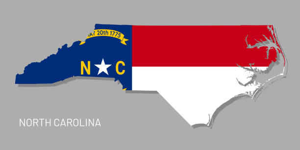 istock Map of North Carolina USA federal state with flag inside 1806744639